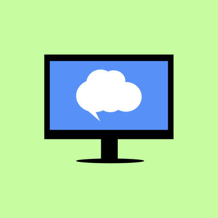 Personal computer with speech bubble in flat styleのイラスト素材