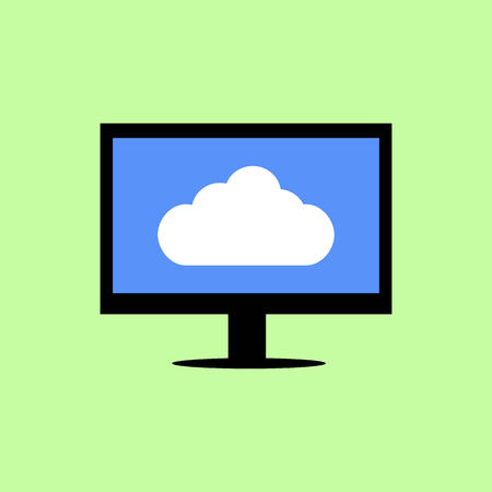 Personal computer with cloud icon in flat styleのイラスト素材