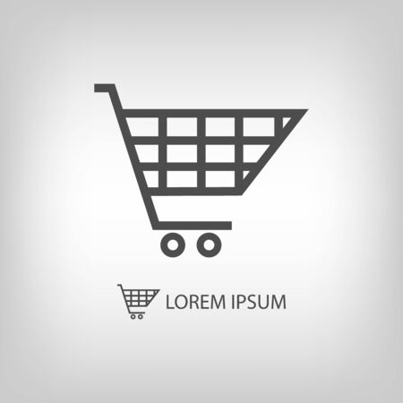 shopping cart with copyspace in grey colorsのイラスト素材