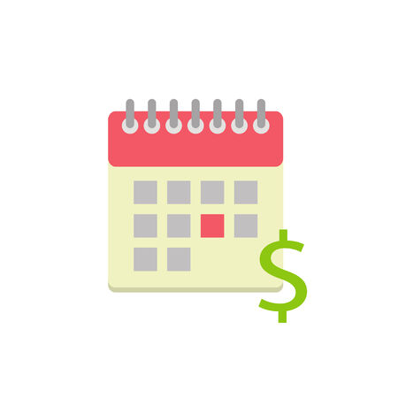 Flat style calendar icon with dollar. Payment dayのイラスト素材
