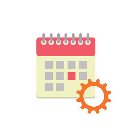 Flat style calendar icon with gear wheelのイラスト素材