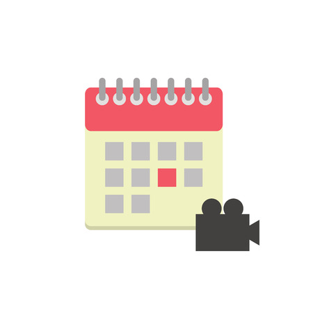 Flat style calendar icon with video cameraのイラスト素材