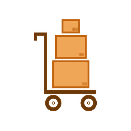 Cart with three boxes having barcodes as delivery symbolのイラスト素材