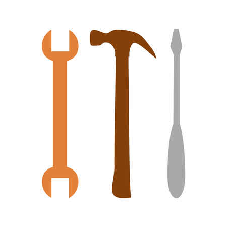 Spanner, hammer and screwdriver. Tools icon in grey color, repair symbolのイラスト素材