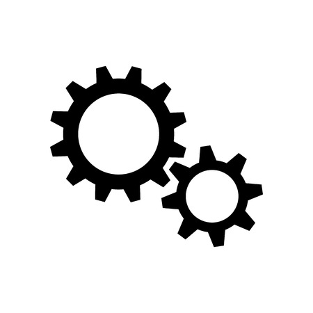 Two black gear wheels on white backgroundのイラスト素材