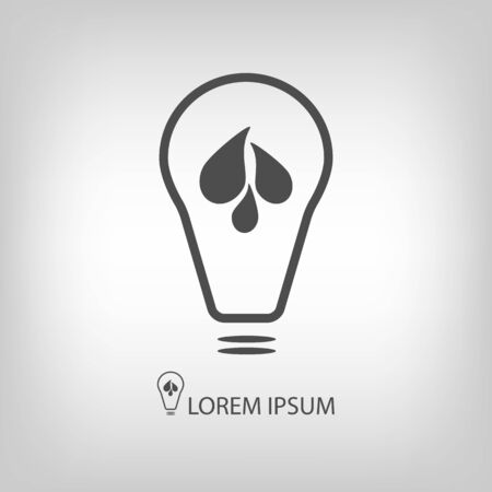 Bulb with water as logo with copyspace in grey colors. Idea of eco-friendly source of energy, hydroelectric stationのイラスト素材