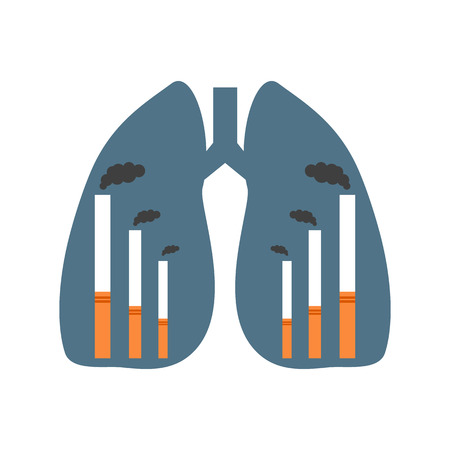 Human lungs with cigarettes presented as smoking factories. Unhealthy way pf lifeのイラスト素材