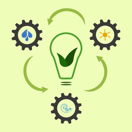 Scheme of renewable energy getting from sun, water and wind