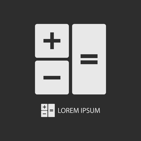 White calculator as icon with copyspace on dark grey backgroundのイラスト素材