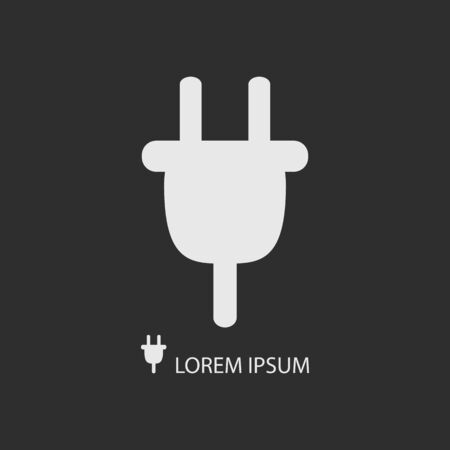 White plug as logo with copy space on dark grey background. Energy and Electricityのイラスト素材