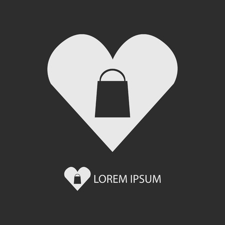 White I love shopping logo with copy space on dark grey backgroundのイラスト素材
