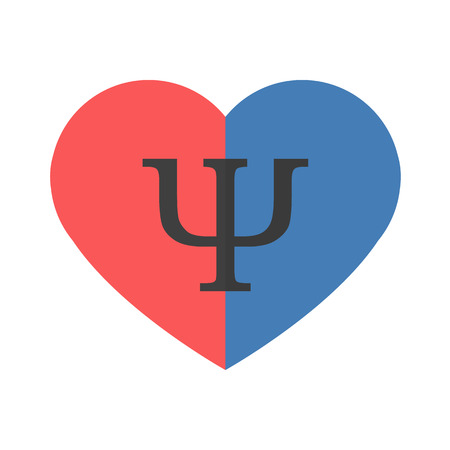 Psychology of relationships symbol as heart with male and female parts and psi letterのイラスト素材