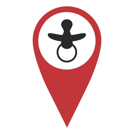 Red geo pin with nipple on white. Geolocation and navigationのイラスト素材