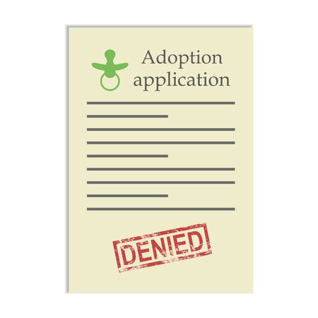 Adoption application with denied stamp. Document on white backgroundのイラスト素材