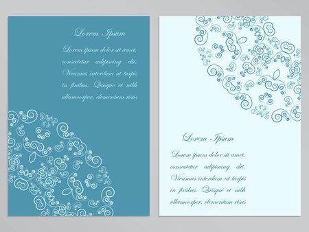 Blue and white flyers design with ornate patternのイラスト素材