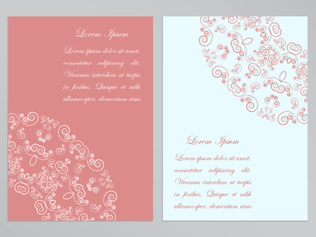Pink and white flyers design with ornate patternのイラスト素材