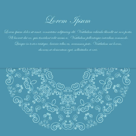 Card design with round ornate vintage style pattern on blue backgroundのイラスト素材