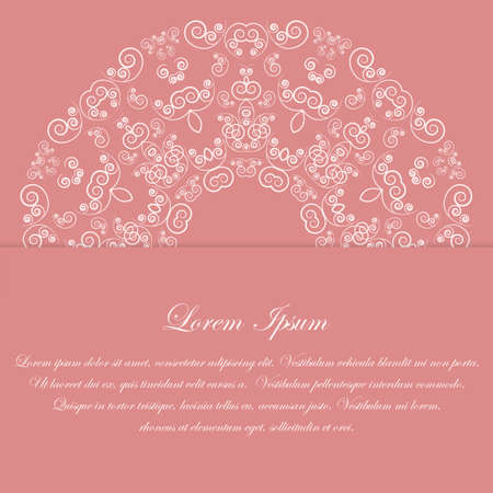 Card design with round ornate vintage style pattern. Pink backgroundのイラスト素材