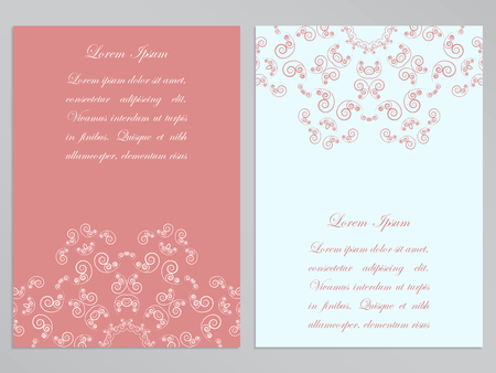 Pink and white flyers design with ornate floral patternのイラスト素材