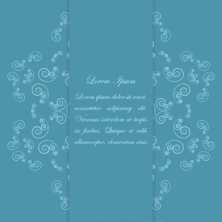 Blue card design with floral lacy vintage style patternのイラスト素材