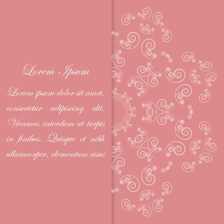 Pink card design with floral lacy vintage style patternのイラスト素材