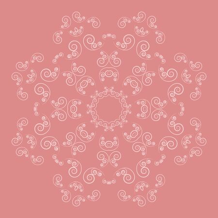 Ornate floral pattern on pink background. Lacy flower with curl elementsのイラスト素材