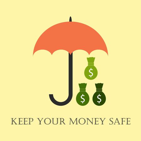Money protected with umbrella. Metaphor of keeping money safeのイラスト素材