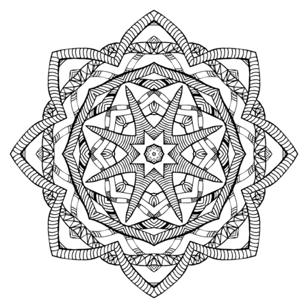 Abstract star black and white pattern with snakes elementsのイラスト素材