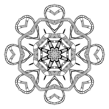 Abstract round black and white pattern with snakes elementsのイラスト素材