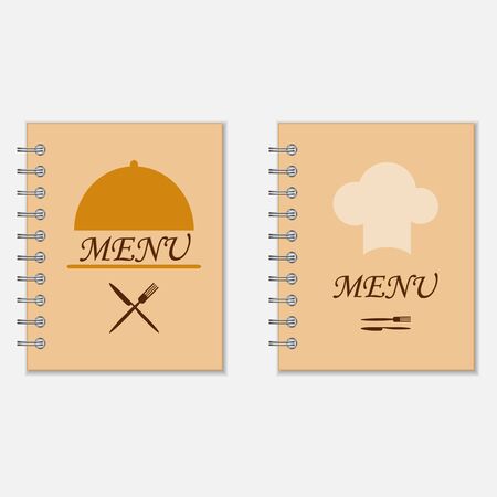 Spiral menu designs with cloche, chef hat and flarwareのイラスト素材