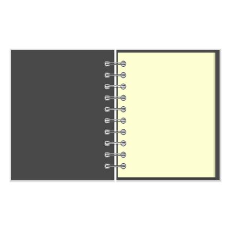 Open empty ring-bound notebook with grey cover isolated on white backgroundのイラスト素材