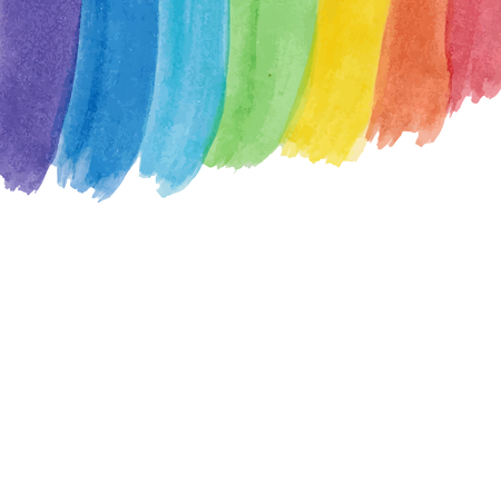 White background with bright painted water color rainbow strokes upsideのイラスト素材