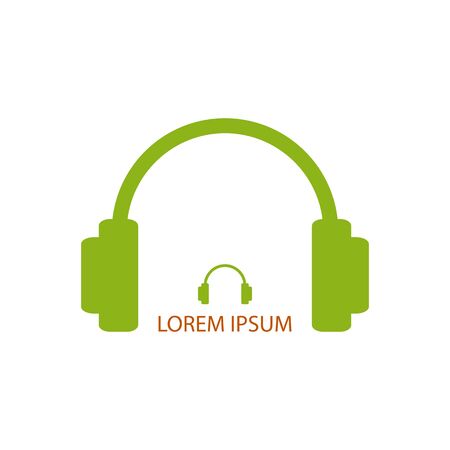 Green headphones as music and entertainment logoのイラスト素材