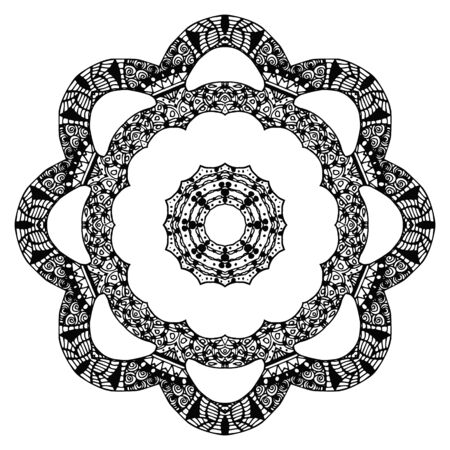 Abstract  style flower. Round pattern, handdrawn designのイラスト素材