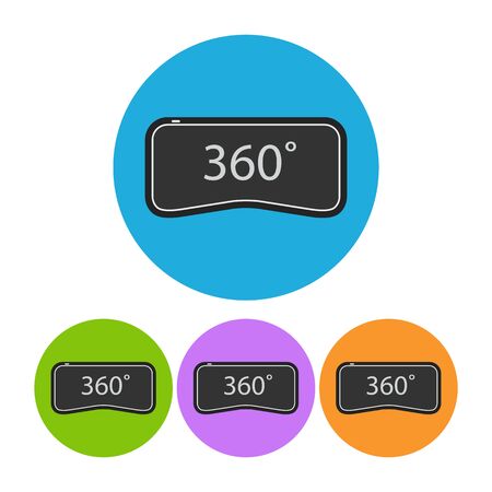 360 degrees virtual reality. Set of colorful round flat iconsの写真素材