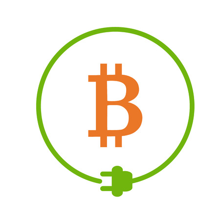 Bitcoin sign in the circle of electric plugのイラスト素材