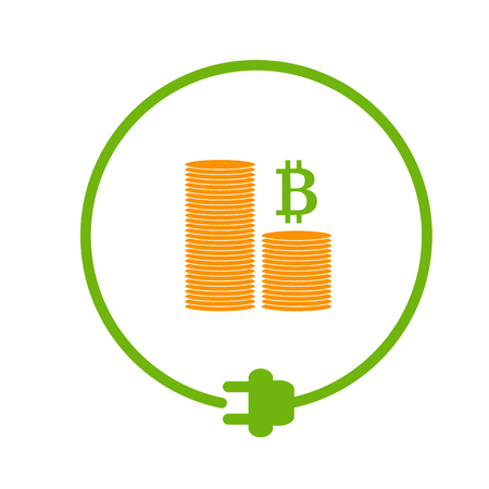 Flat style icon of profit from bitcoin miningのイラスト素材