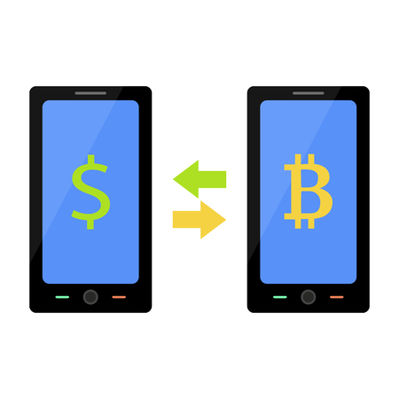 Flat style illustration of bitcoin and dollar exchangeのイラスト素材