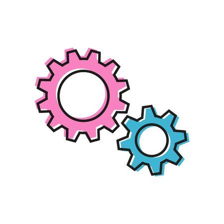 Gender relationships. Pink and blue gear wheels as male and female coupleのイラスト素材