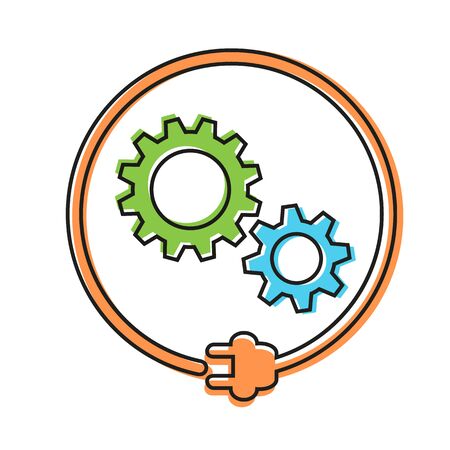 Gear wheels in the circle with plug, electricity maintenanceのイラスト素材