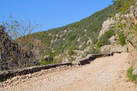 Road in the mountains of Crimea in autumnの写真素材