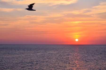 Sunset over oceanの写真素材