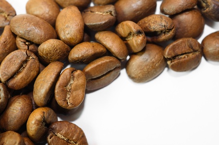 Close up of the roasted coffee grains