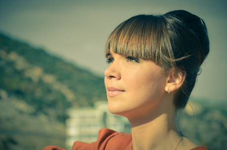 Portrait of pretty girl in summerの写真素材