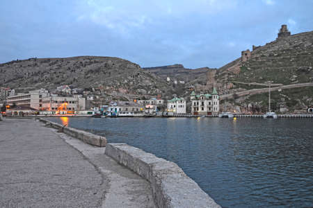 Background of Sunny Balaclava in summer.Crimeaの写真素材