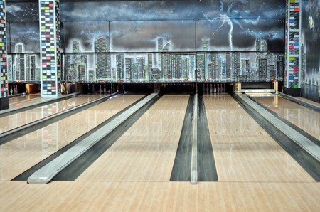 Background of Bowling track with nobodyの写真素材
