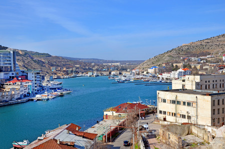 Background of Sunny Balaclava in summer.Crimeaの写真素材