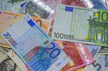 Background of Close up euro and dollars different  denomination