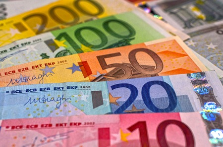 Background of close up of euro  currencyの写真素材