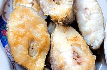 Background of Tasty fried fish on plate